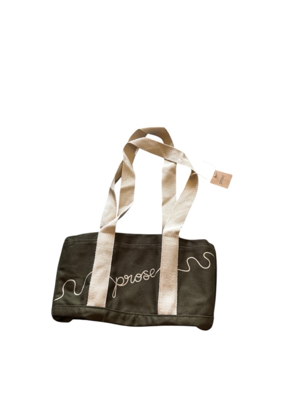 New Prose Mini Canvas Tote Bag Olive Green Cotton Shoulder Bag Minimalist Bag